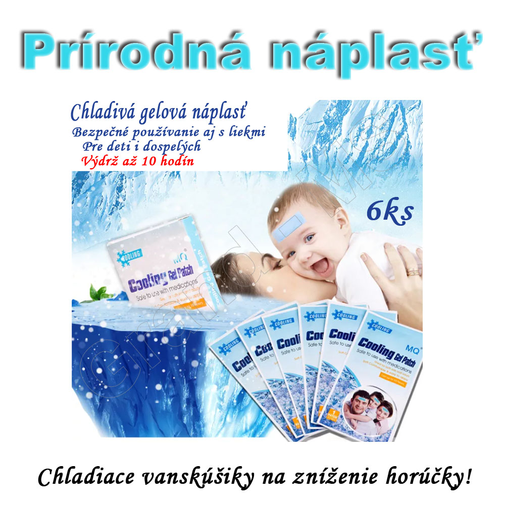 Prírodná chladiaca gélová náplasť na zníženie horúčky pre deti i dospelých - 6ks