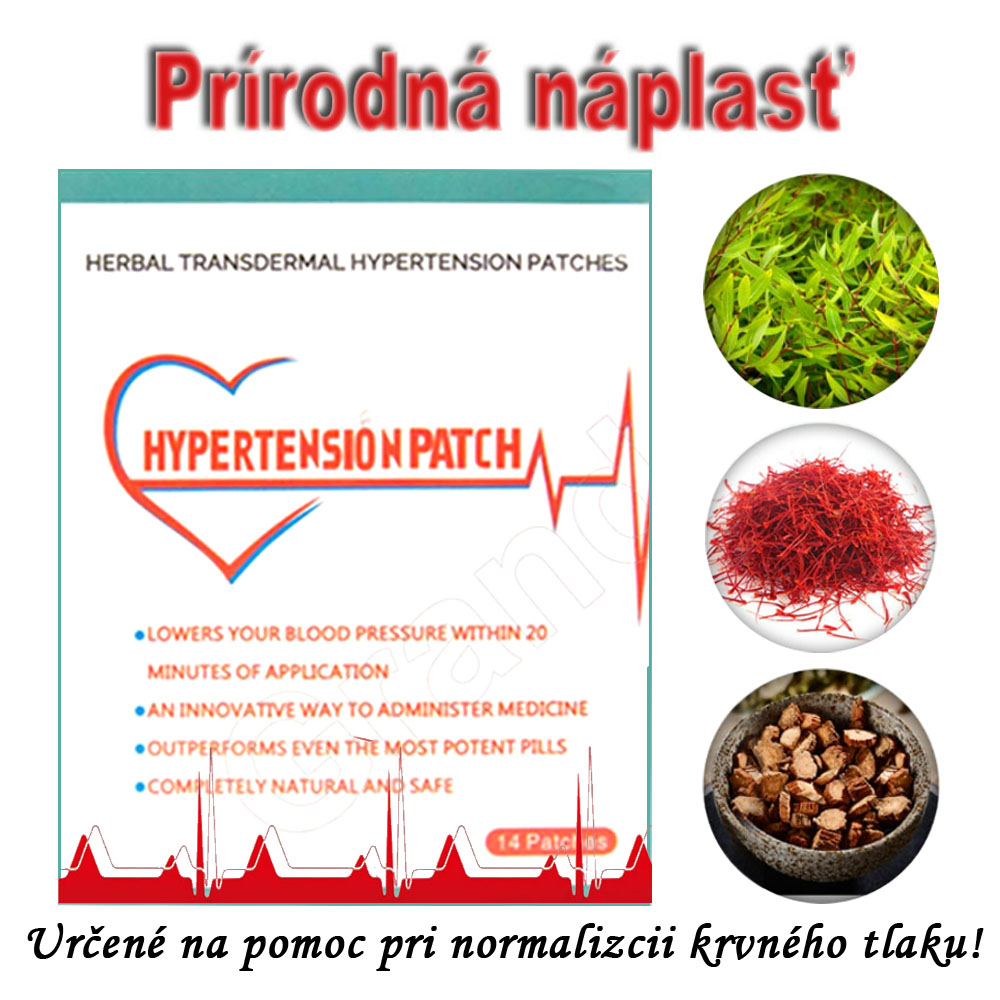 Prírodná náplasť na vysoký krvný tlak / Hypertenzia-  14ks