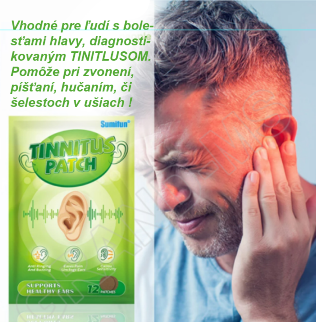 Náplasť na hučanie a šelest v ušiach /tinitus/ - 12 ks