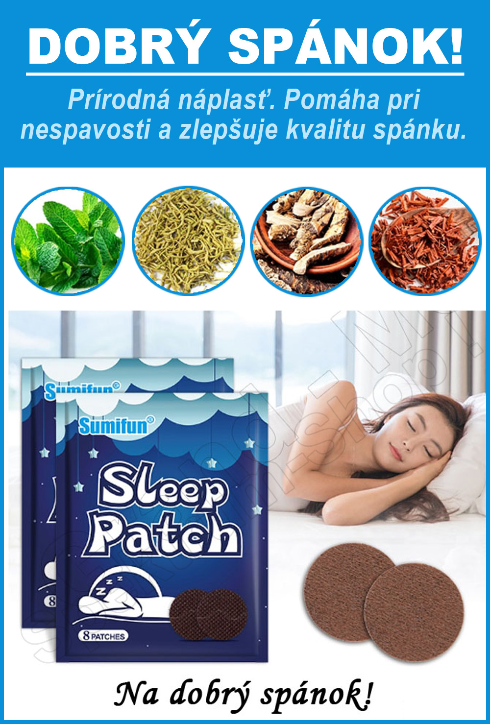 Prírodná bylinná náplasť na nespavosť - na zlepšenie kvality spánku 8ks